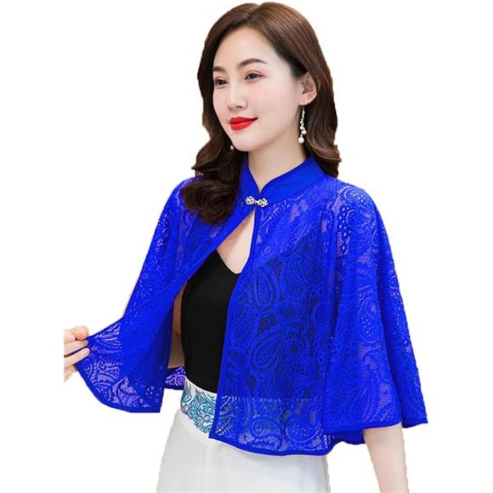 Chiffon Lace Shawls And Wraps Royalblue